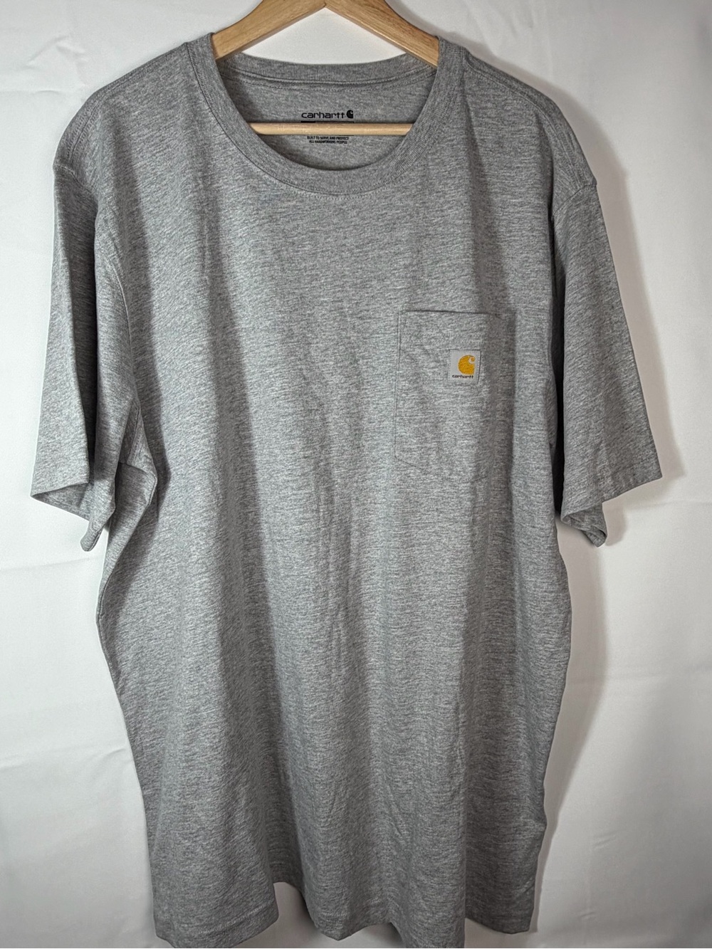 Carhartt Pocket T-Shirt Mens XL Gray Heavyweight Back Graphic Design Workwear